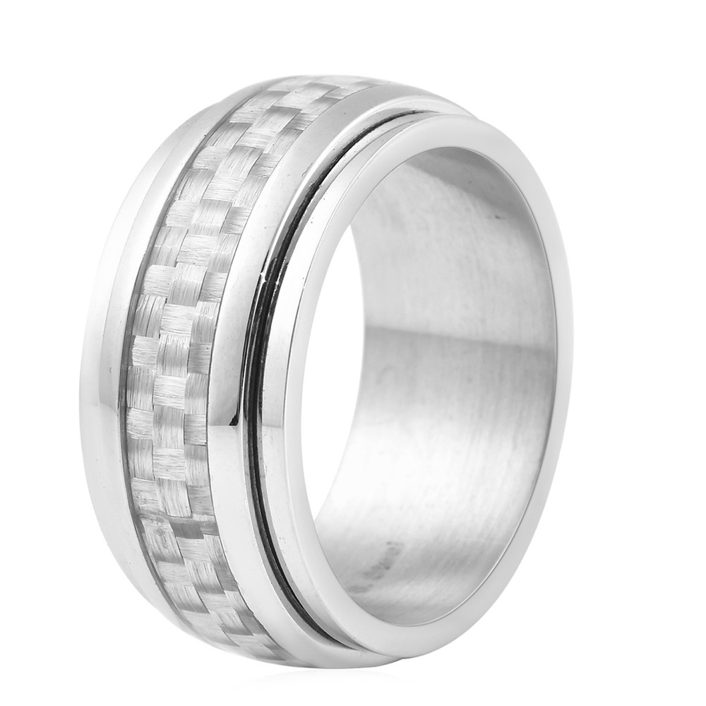Textured Pattern Spinner Band Ring - Picture 4 of 5
